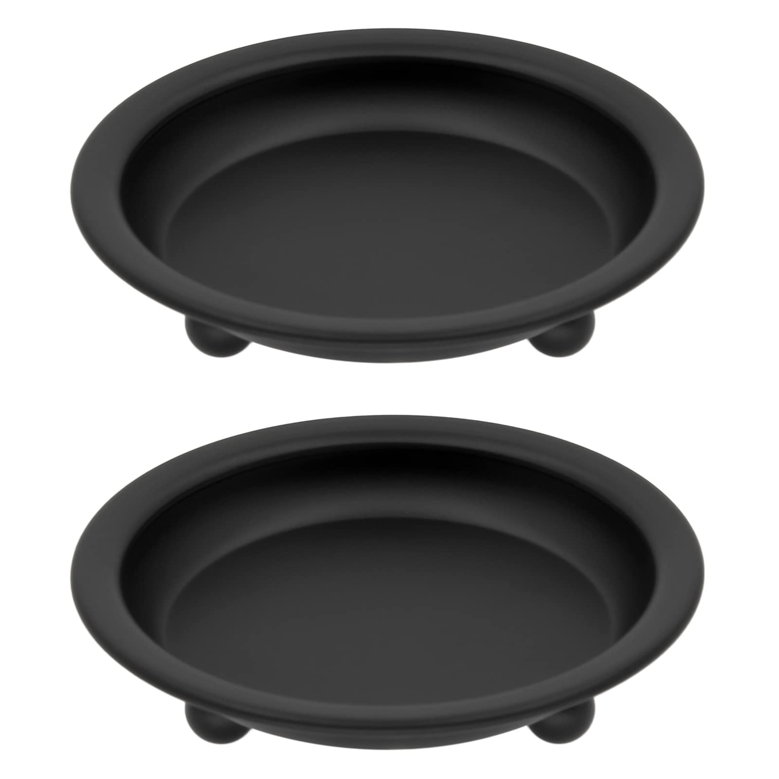 Matte Black Iron Candle Plate, Set of 2, Metal Saucer Style Candle Holder for Pillar/Scented/Flameless/Ball Candles, Decorative Candle Stand for Table Centerpiece