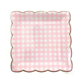 Pink Checkered 9 Inch Paper Plates Pack of 8 – Disposable Party Plates for Birthday, Baby Shower, Picnic, Tea Party & Pastel Theme Decorations