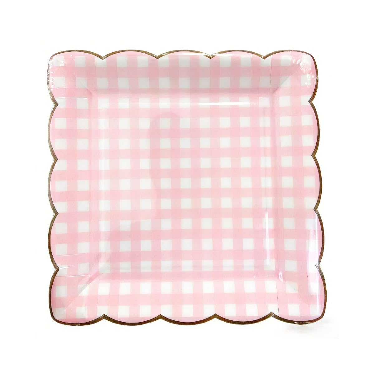Pink Checkered 9 Inch Paper Plates Pack of 8 – Disposable Party Plates for Birthday, Baby Shower, Picnic, Tea Party & Pastel Theme Decorations
