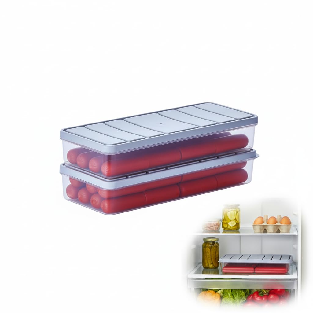 Airtight Food Storage Containers with Lids – 2 Pack 34oz Small Size Refrigerator Organizer Bins, Leakproof Clear Plastic Storage Boxes for Fridge, Pantry, Meal Prep, Light Grey