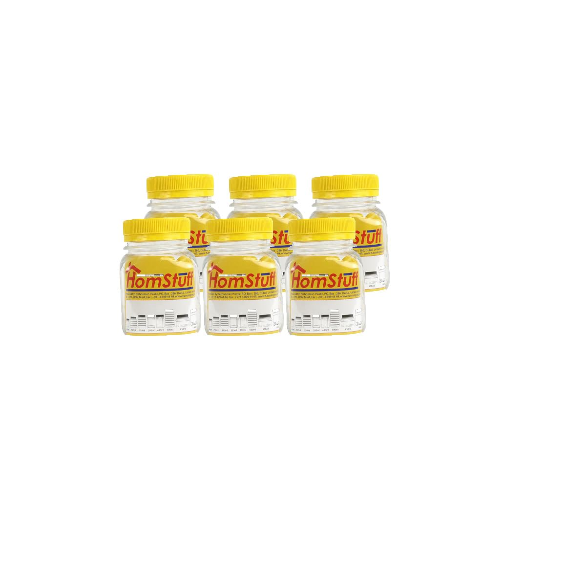Square Airtight Jar 200ml, Set of 6x200ml Storage Containers, Transparent Jar for Storage of Pulses, Cereals, Dry Food and Spices For Kitchen Organization