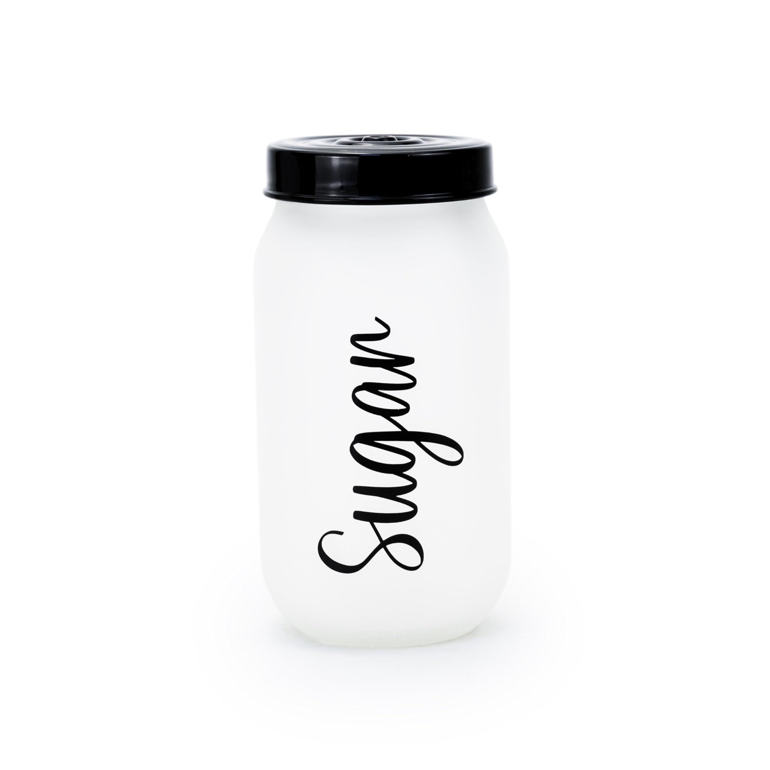 Solmazer Herevin 1-Liter Decorated Glass Jar - Stylish White Ice Color-Painted Sugar Canister for Freshness and Elegance