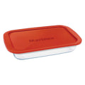 MARINEX Large Rectangular Glass Roaster with Plastic Lid 2.9L - Durable Heat-Resistant Borosilicate Bakeware Dish|Transparent Oven-Safe Glass Roasting&Baking Tray with Airtight Plastic Lid for Storage