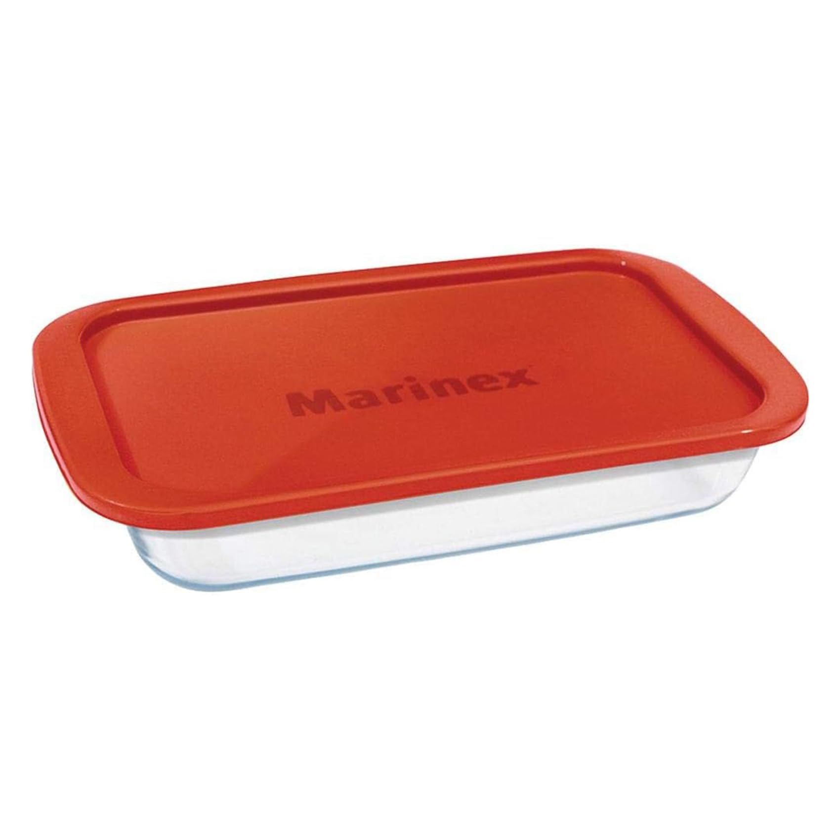 MARINEX Large Rectangular Glass Roaster with Plastic Lid 2.9L - Durable Heat-Resistant Borosilicate Bakeware Dish|Transparent Oven-Safe Glass Roasting&Baking Tray with Airtight Plastic Lid for Storage