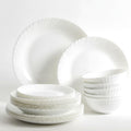 Houzi 18 Pcs Opal ware Dinner set 6 x Dinner plate, 6 x Dessert plate, 6 x Bowl Microwave Freezer Dishwasher safe BPA-Free