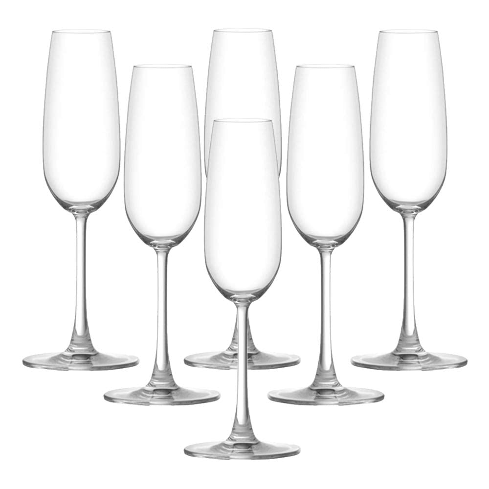 Ocean Madison Flute Champagne Glass, Set Of 6, Clear, 210 Ml, 015F07, Champagne Flutes, Champagne Glasses, Sparkling Wine Flutes, Tulips Glasses, Couple Glass