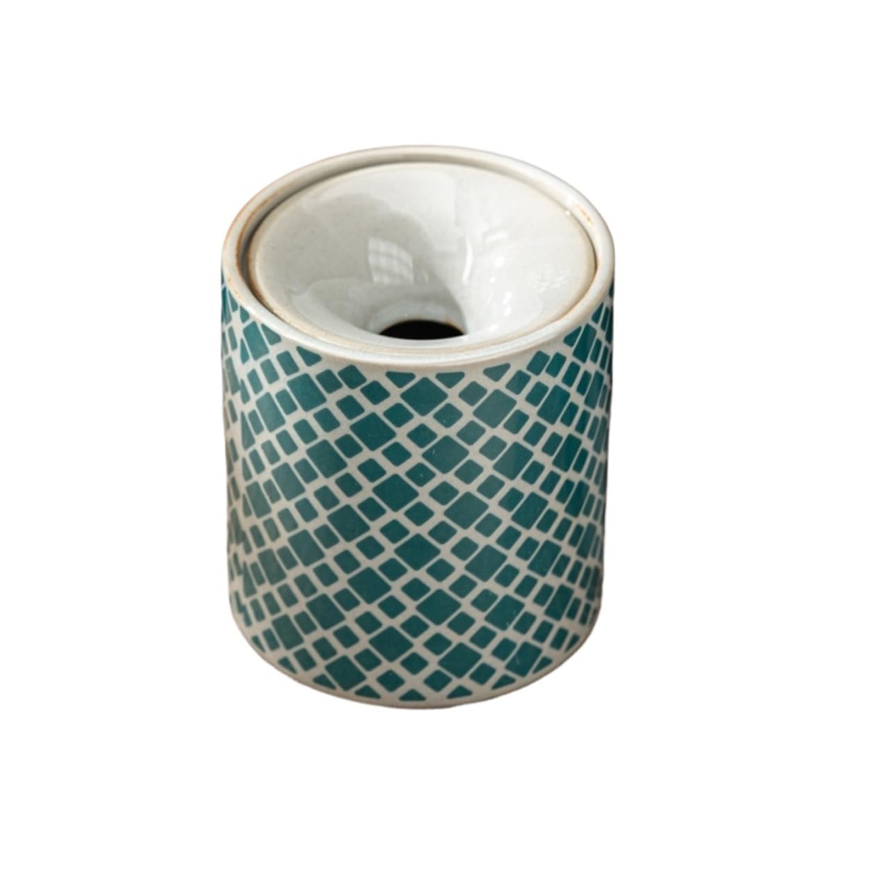 Practical ashtray Tall Checkered Lidded Household Ashtray Windproof Chinese Style Office Funnel-shaped