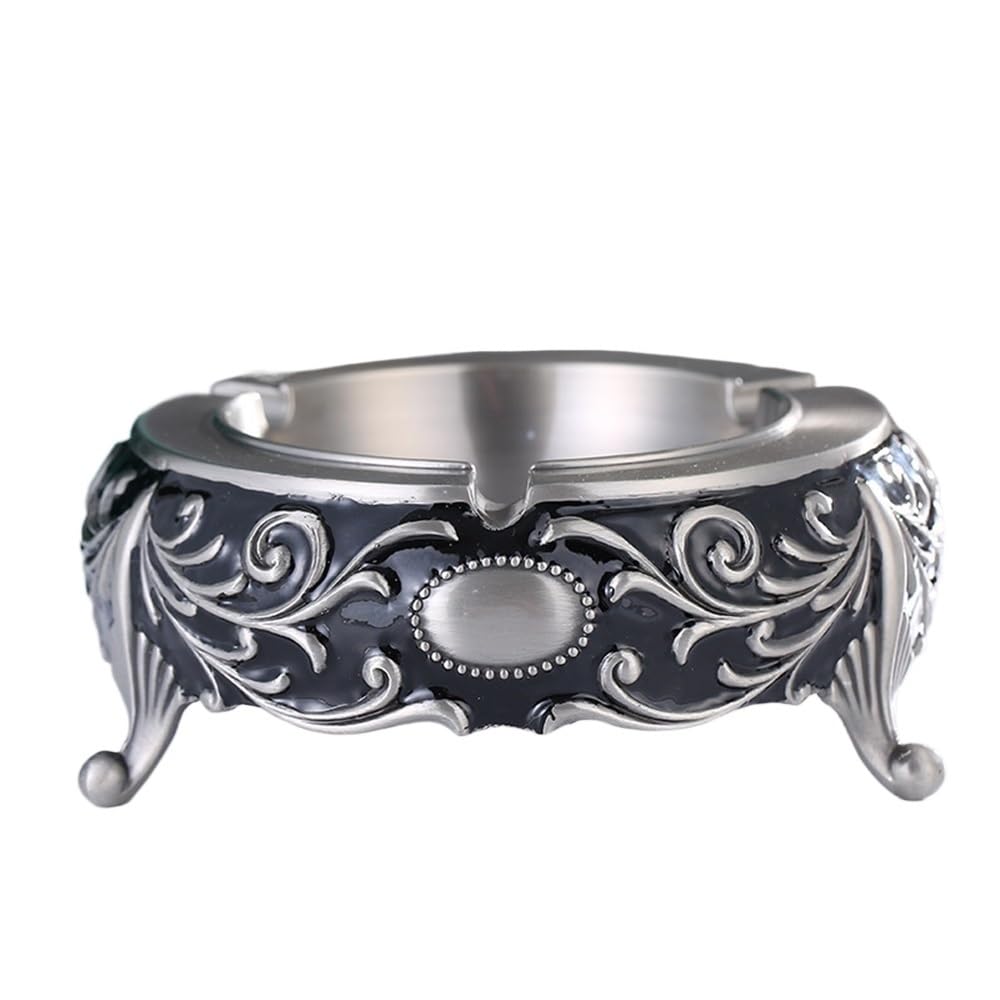 Practical ashtray Silver Ashtray Metal Material Unique Pattern for Office Hotel Living Room Desktop