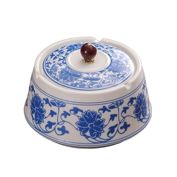 Practical ashtray Ashtray with Lid Ceramic Material Round Retro Shape for Hotel Living Room Desktop