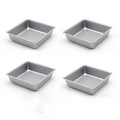 Mini 4-Inch Non-Stick Square Cake Pan, Set of 4(Silver)