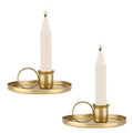 KASTWAVE Metal Taper Candle Holder, 2Pcs Candle Holders for Candlesticks Retro Iron Taper Candle Holders with Handle Emergency Candle Holder(Gold)