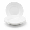 4Pcs White Ceramic Soup Plate 22cm Elegant Round Serving Plates for Home Hotel & Restaurant Microwave & Dishwasher Safe Tableware