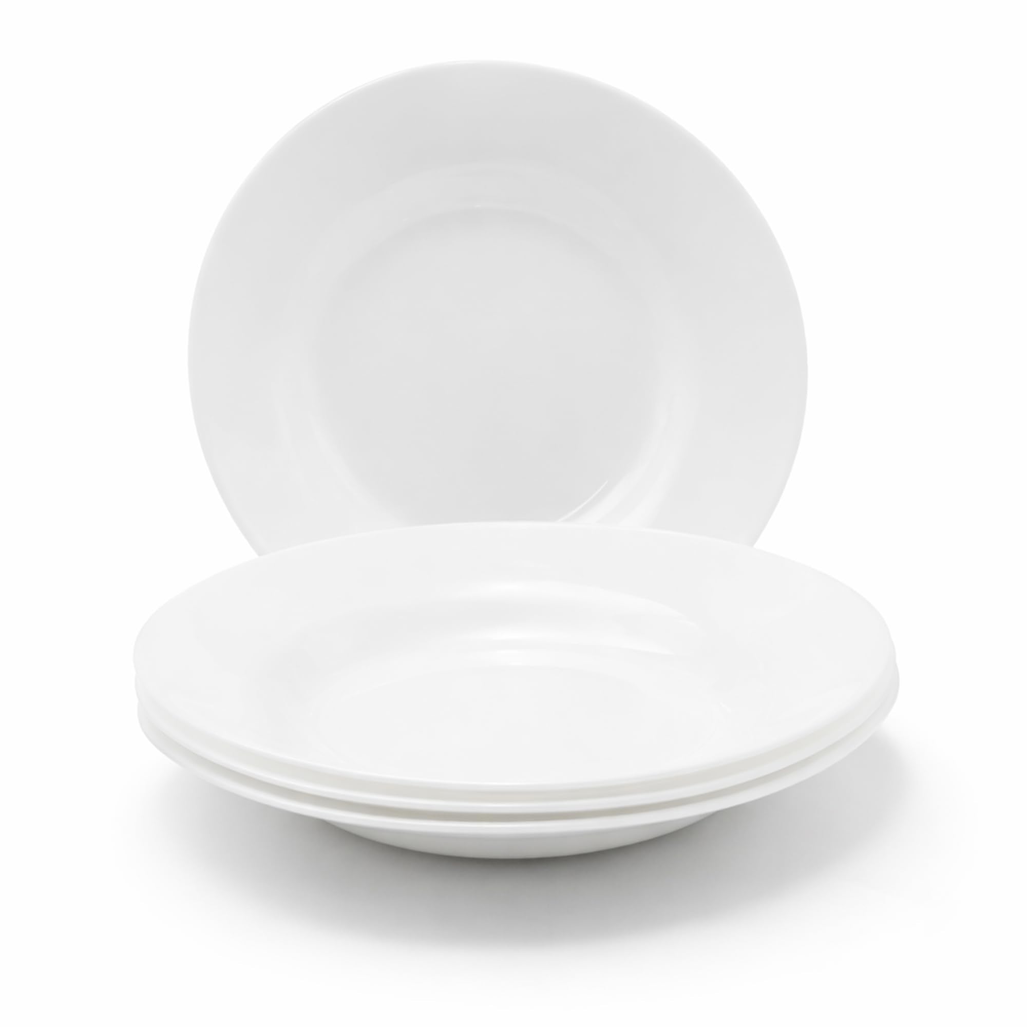 4Pcs White Ceramic Soup Plate 22cm Elegant Round Serving Plates for Home Hotel & Restaurant Microwave & Dishwasher Safe Tableware