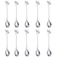 AnSaw 10 Pcs 4.7 Stainless Steel Silver Leaf Coffee Spoon- Creative Tableware Dessert Spoons, Stirring, Mixing, Sugar, Stir, Ice Cream, Cake, Teaspoon Set (Silver-10Spoon)