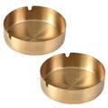 2 Pack Home Ashtray Stainless Steel Ashtray Cigar Ashtray Tabletop Round Suitable for Home (Gold)