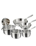 Tramontina Since 1911, 9-Piece Tempo Tri-Ply Base Stainless Steel Cookware Set with Glass Lids, Pots and Pans Kitchen Set, Induction-Ready, Oven-Safe, Dishwasher-Safe 37240028