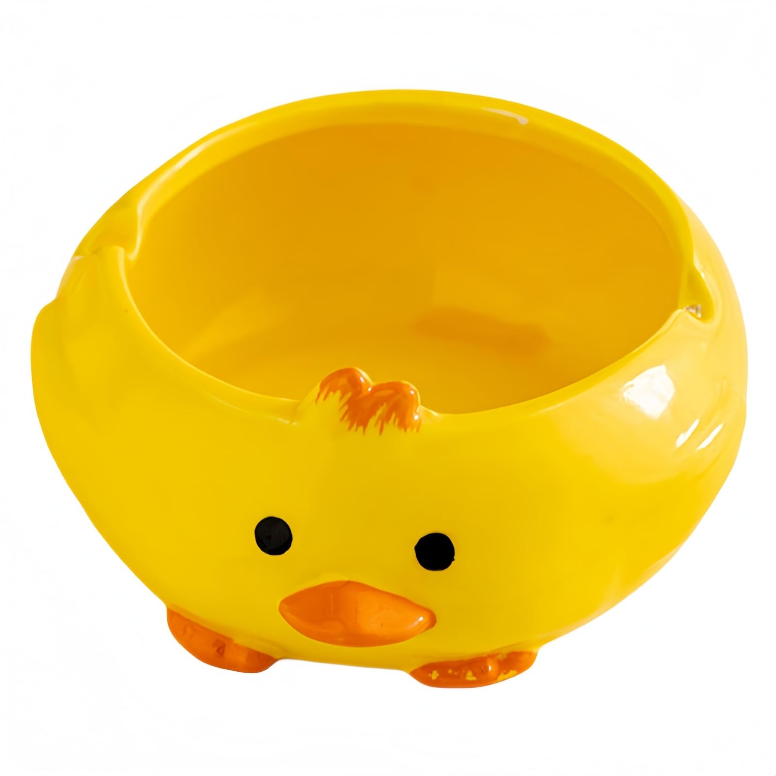 Ceramic Duck Ashtray - Cute Cartoon Figure with 2 Cavities, Decoration & Storage for Living Room, Office, Balcony - Gift for Friends (2 Sizes: 5/6 cm, Yellow/White) (Yellow, Large Size (6 cm)