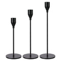 DELFINO 3 Pcs Matte Black Candle Holders for Taper Candles, Decorative Candlestick Holder for Wedding, Dinning, Party, Fits 3/4 inch Thick Candle&Led Candles (Metal Candle Stand)