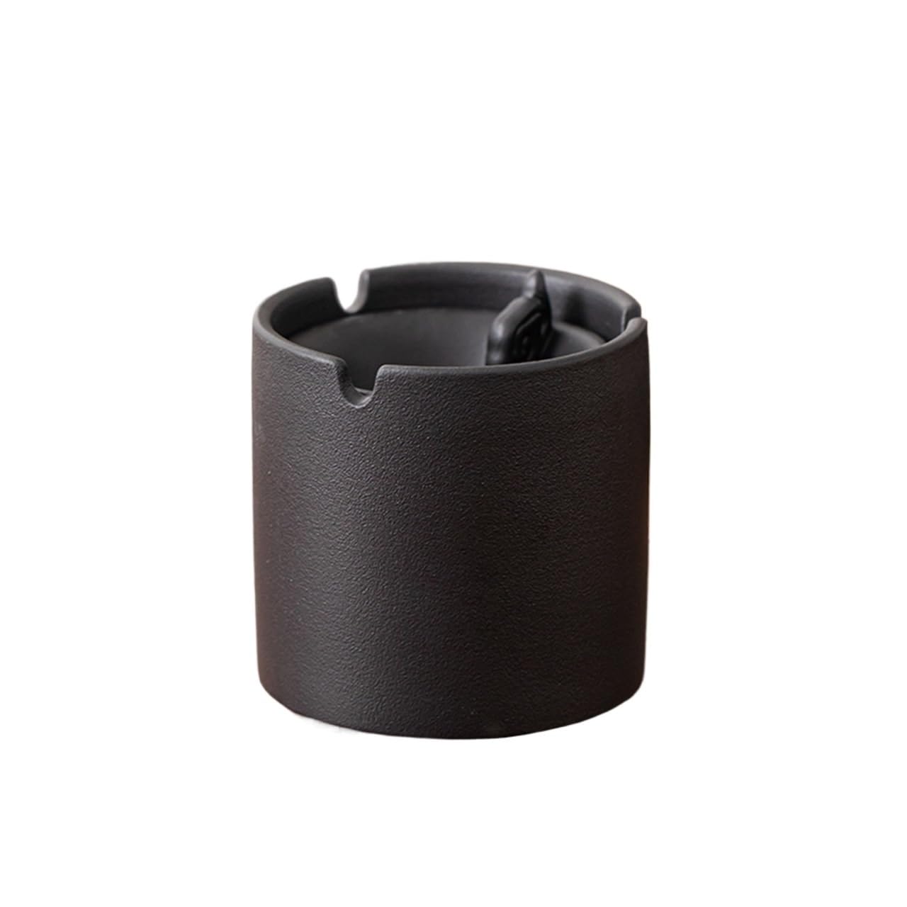 Practical ashtray Black Covered Household Ashtray Windproof Chinese Style Office Medium-sized Funnel-shaped