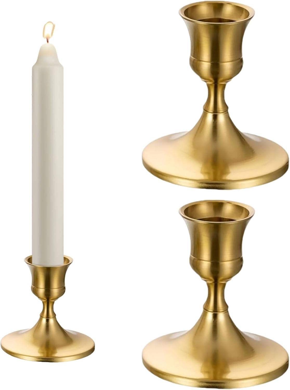 2 Pcs Silver Candle Holders for Taper Candles Metal Table Decor Elegant for Wedding Christmas Festive Occasions