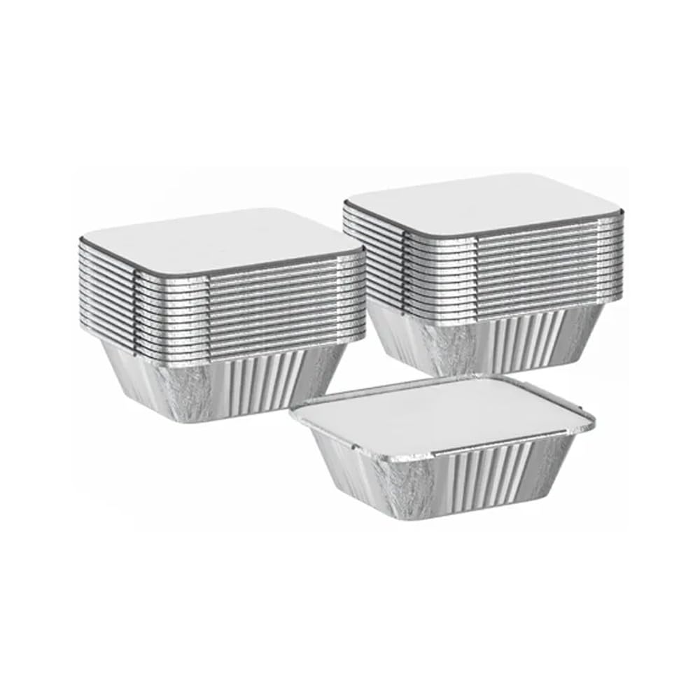 Disposable Aluminium Food Storage Containers with Lids, Heavy-Duty Foil Lunch Boxes for Meal Prep, Food Packaging and Storage, Silver, 890 CC (25)