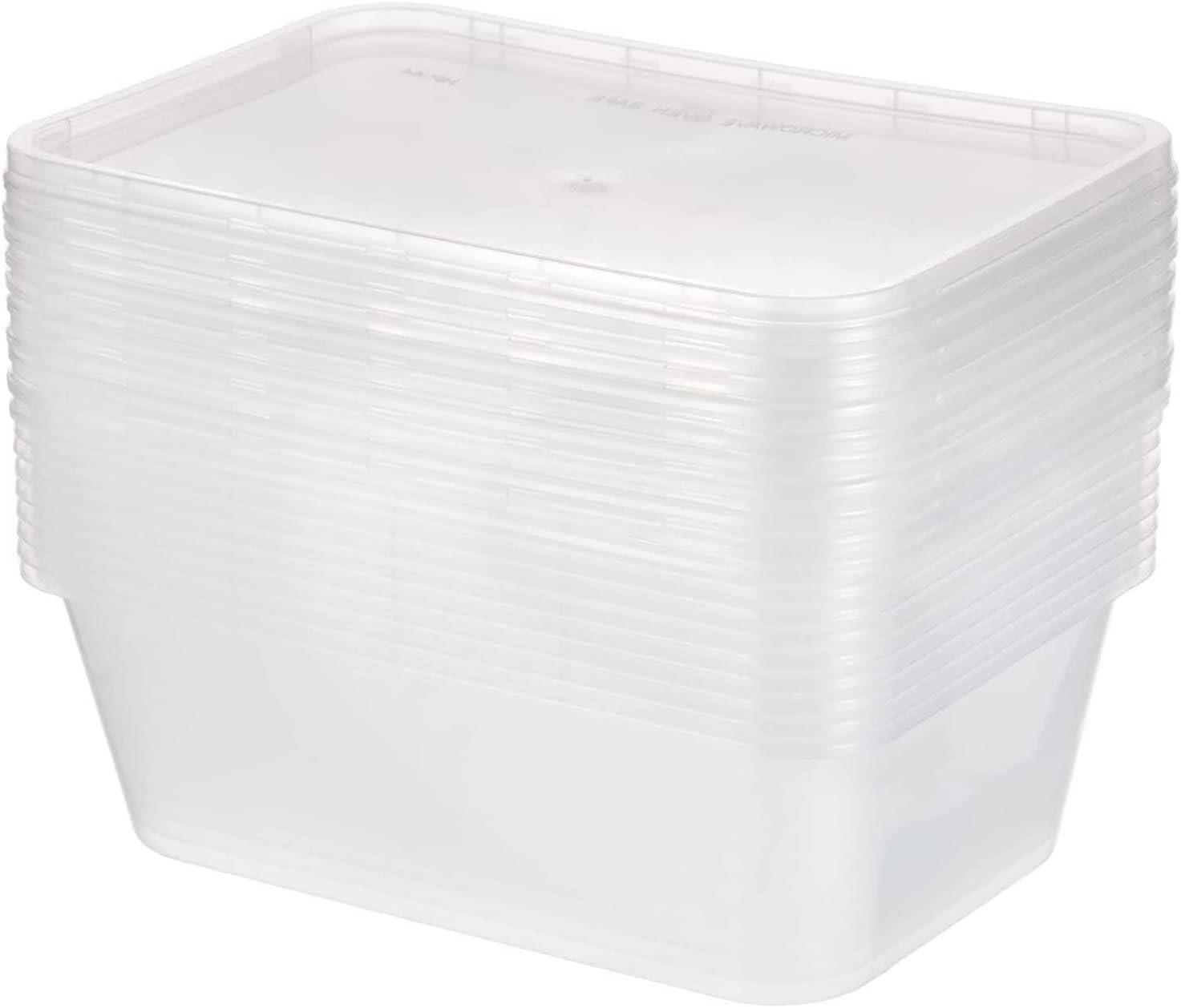 MOMENT 10 Pack Disposable Lunch Box, Plastic Meal Prep Food Containers with Lid Rectangular, 1000ml 1 Compartment Bento Box Take Away Containers Kitchen Food Storage Microwave Safe, Clear