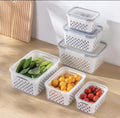 Kitch&Key 3 Piece Fridge Storage and Organiser Containers with Lids, BPA Free with Removable Draining Colanders, Leakproof Stackable Food Storage Bins
