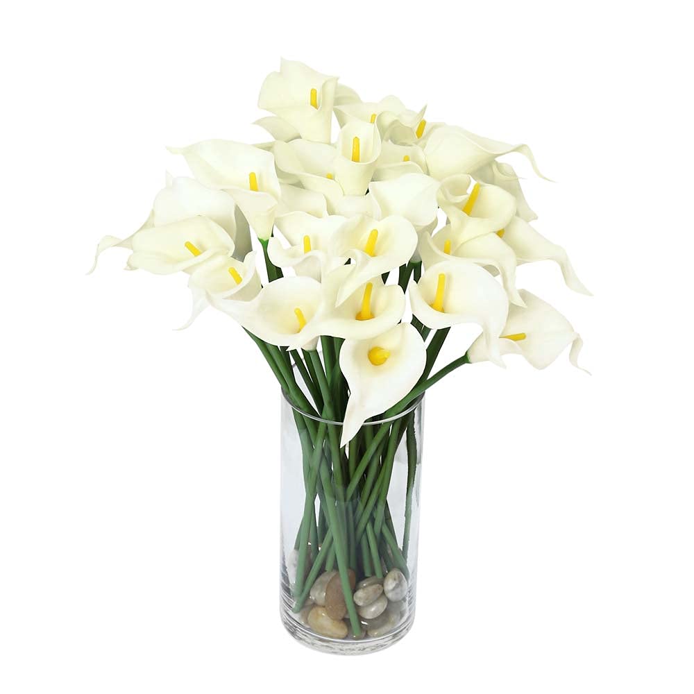 16pcs Real Touch PVC Calla Lily Flower Bouquet, Artificial Flowers for Decoration, Vibrant Durable & Long-lasting Faux Flower for Vase, Floral Displays Fake Flowers for Home Office Decor, White