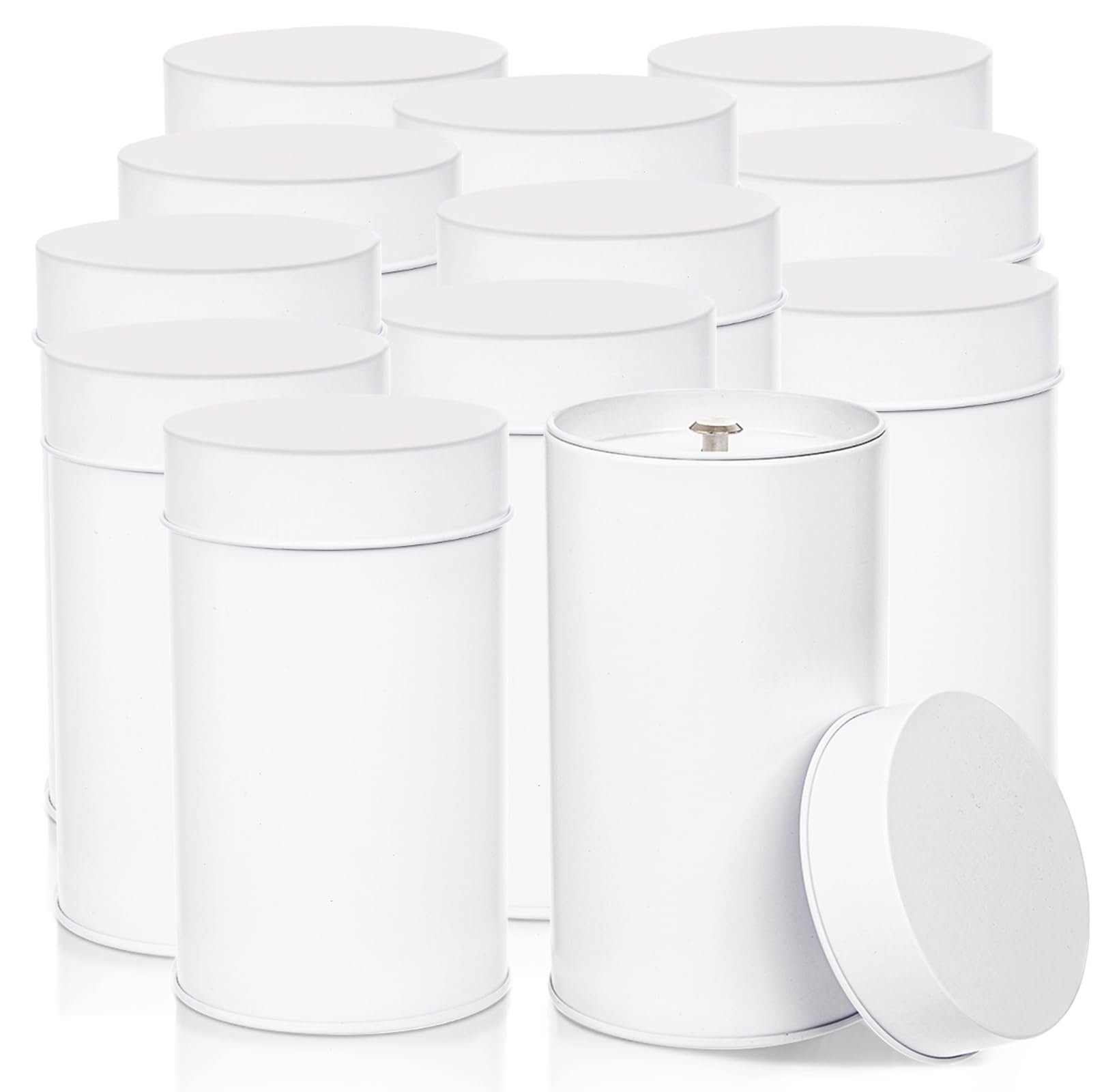 EXCEFORE Tea Tin Canister With Airtight Double Lids, Leaf Storage Kitchen Canisters, Food Storage Containers Grain Tank (12Pcs, 75*130mm)