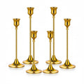 Gold Candlestick Holders Set of 6 – Decorative Taper Candle Holders for Home Decor, Weddings, Parties – Elegant Metal Candle Stands with Brushed Finish – Easy Assembly – Fits Standard & LED Candles