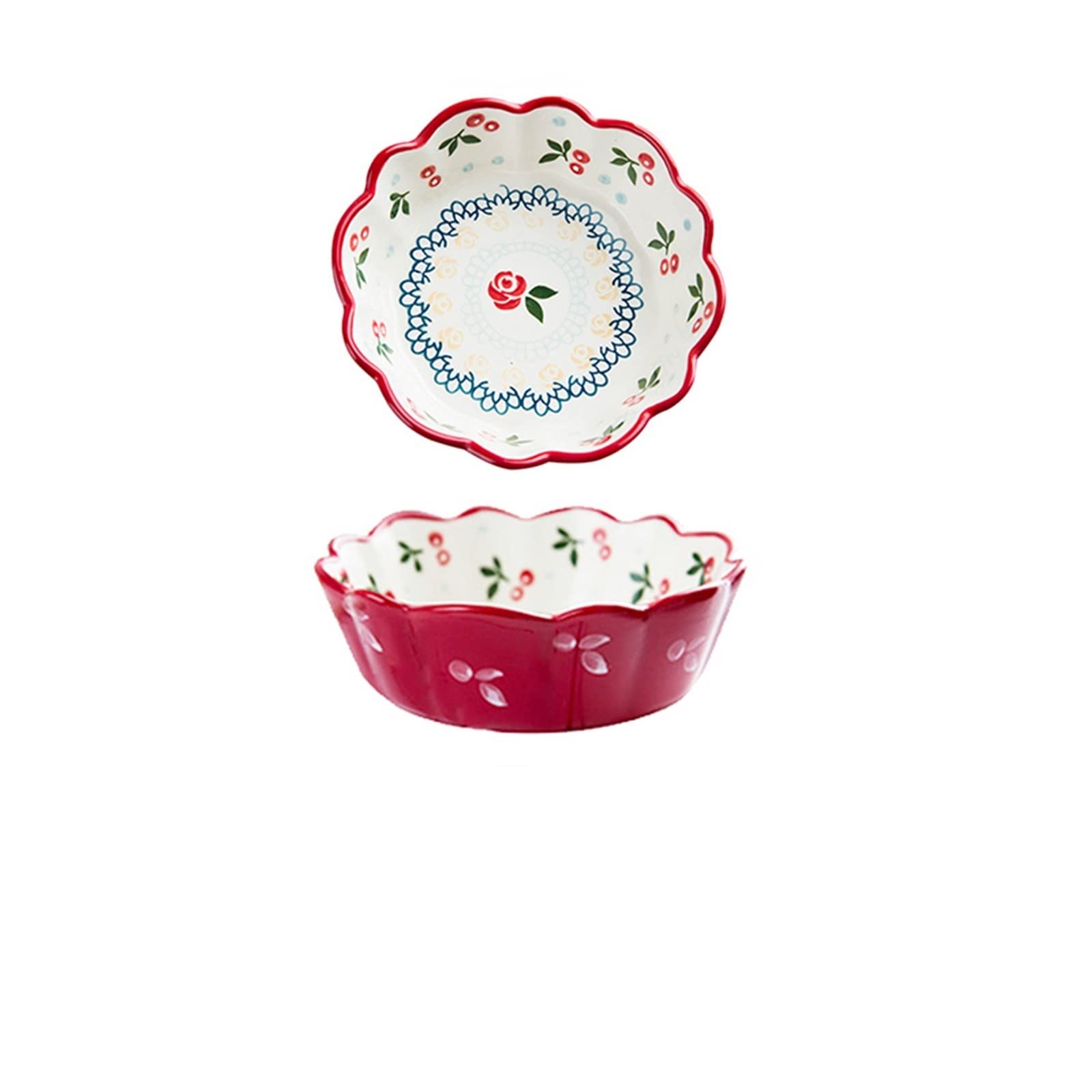 OLOMA Bowls, Tableware Ceramic Fruit Salad Bowl Cute Bowl Cherry Personality Set Home Kitchen Supplies Boutique (Size : Small)