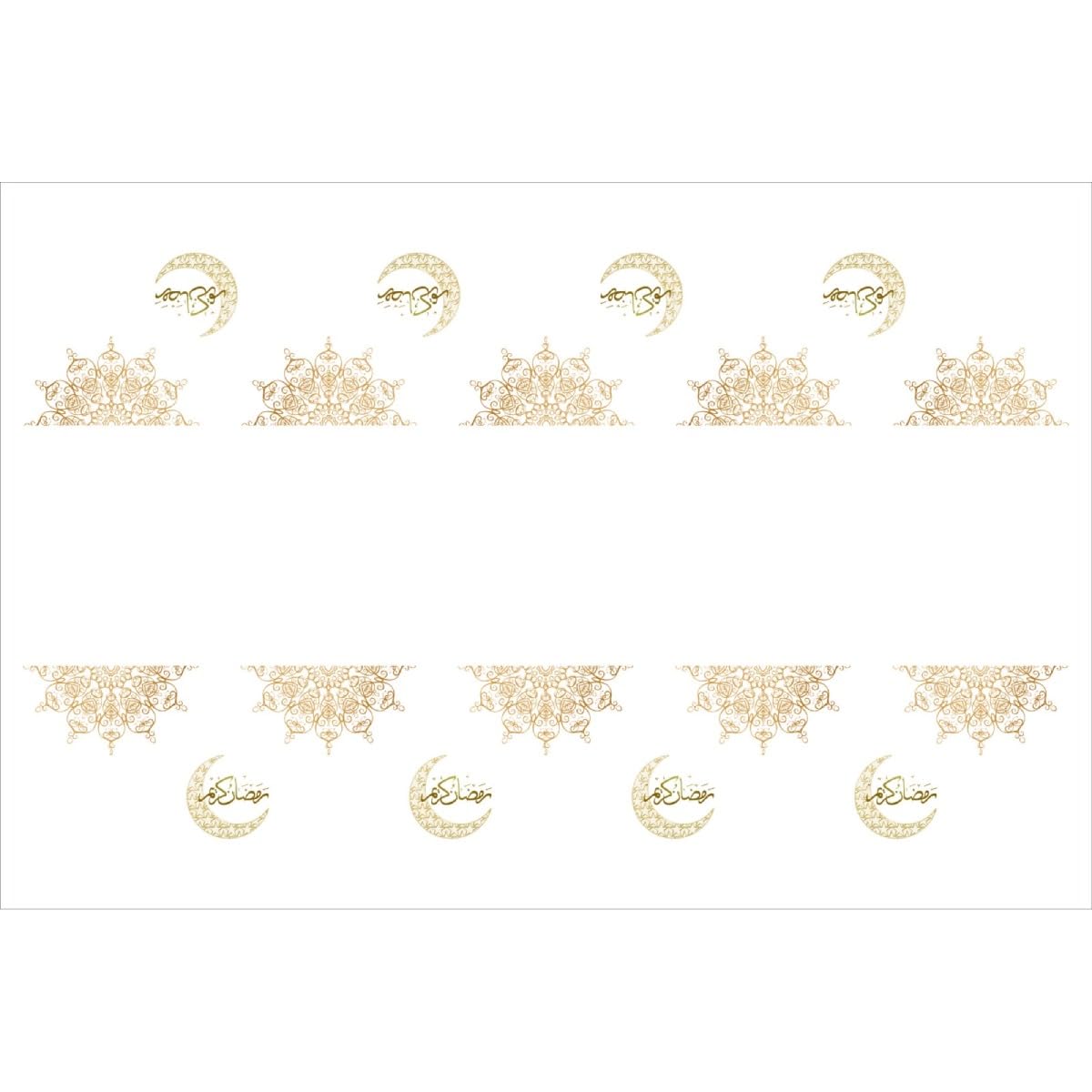 Ramadan Kareem Table Cover with Gold Crescent & Arabic Calligraphy – Elegant Islamic Tablecloth for Iftar, Suhoor, Eid & Ramadan Party Decorations