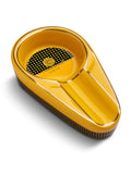 CIGARLOONG Ceramic Cigar Ashtray with Large Rest, Non-Slip Ashtray for Patio/Outside/Indoor Use,Gift for Men (Yellow)