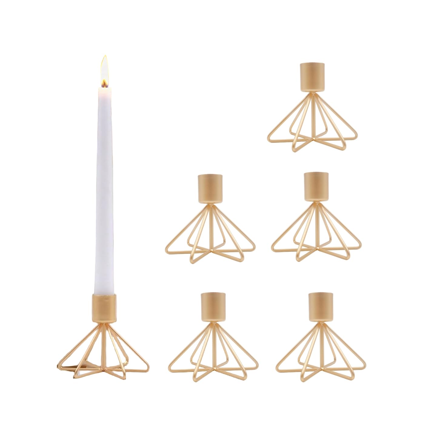 Hosley® Gold Metal Taper Candle Holder 3 Inch High Set of 6. Ideal Gift for Wedding Party Special Occasion or as a Candle Holder
