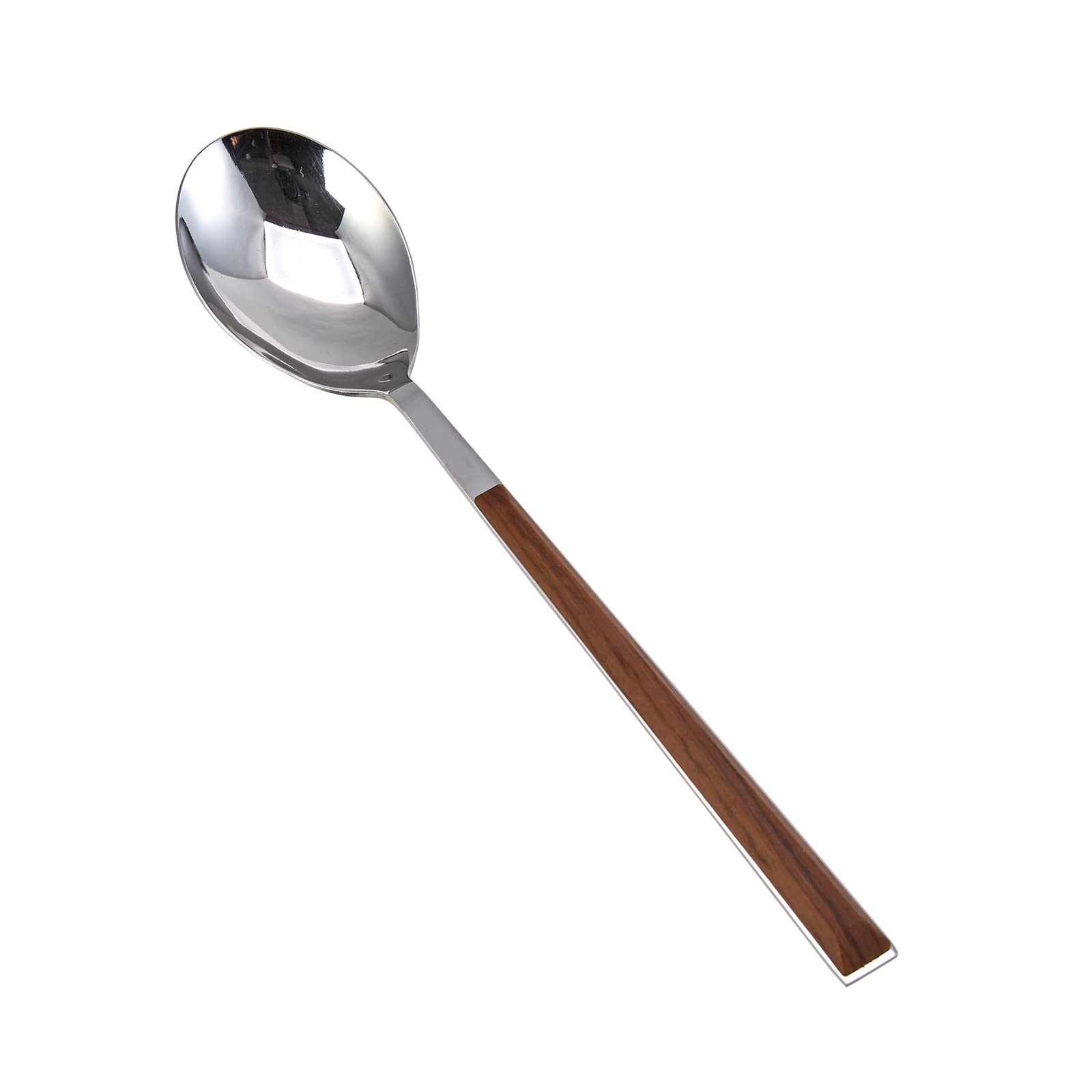 Karaca Salzburg Table Spoon With Wooden Handle Wooden Salad Spoon Tableware Children And Adults Stainless Steel With Plastic Handle Cutlery Set Rustproof