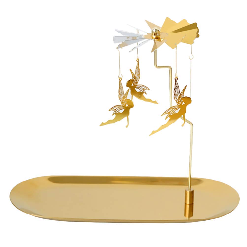 SYOSI Rotary Candle Holder Spinning Candleholder, Fairy Rotating Candle Holder Candle Holder with Tray Table Centerpieces for Wedding Party Diwali Decoration Golden