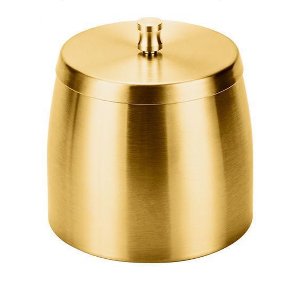 Rubik Cigarette Ashtray with Lid, Stainless Steel Covered Windproof Ash Tray for Indoor Outdoor Patio Home Office Living Room Hotel (Gold)