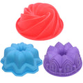 3 Pcs Silicone Cake Bread Baking Molds, Large Swirl Cake Mold Castle Cake Mold and Double Flower Cake Mold for Birthday Party DIY