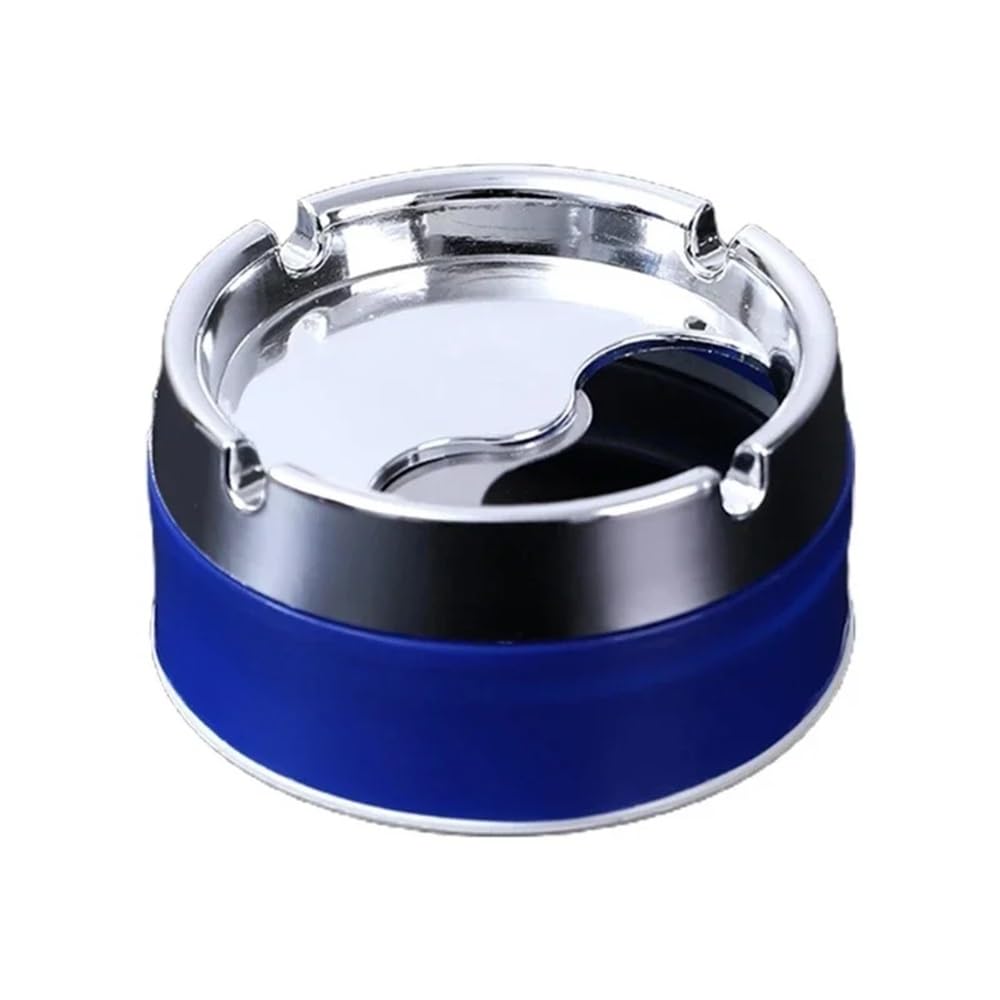 Practical ashtray Stainless Steel Round Ashtray with 360° Rotating Lid For Home, Office and Living Room Decoration(Blue)
