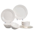 16-Piece White Ceramic Dinnerware Set – 10.5 Inch & 9 Inch Plates, 6 Inch & 5 Inch Bowls – Microwave, Dishwasher, Oven Safe – Elegant Minimalist Tableware for Dining and Entertaining