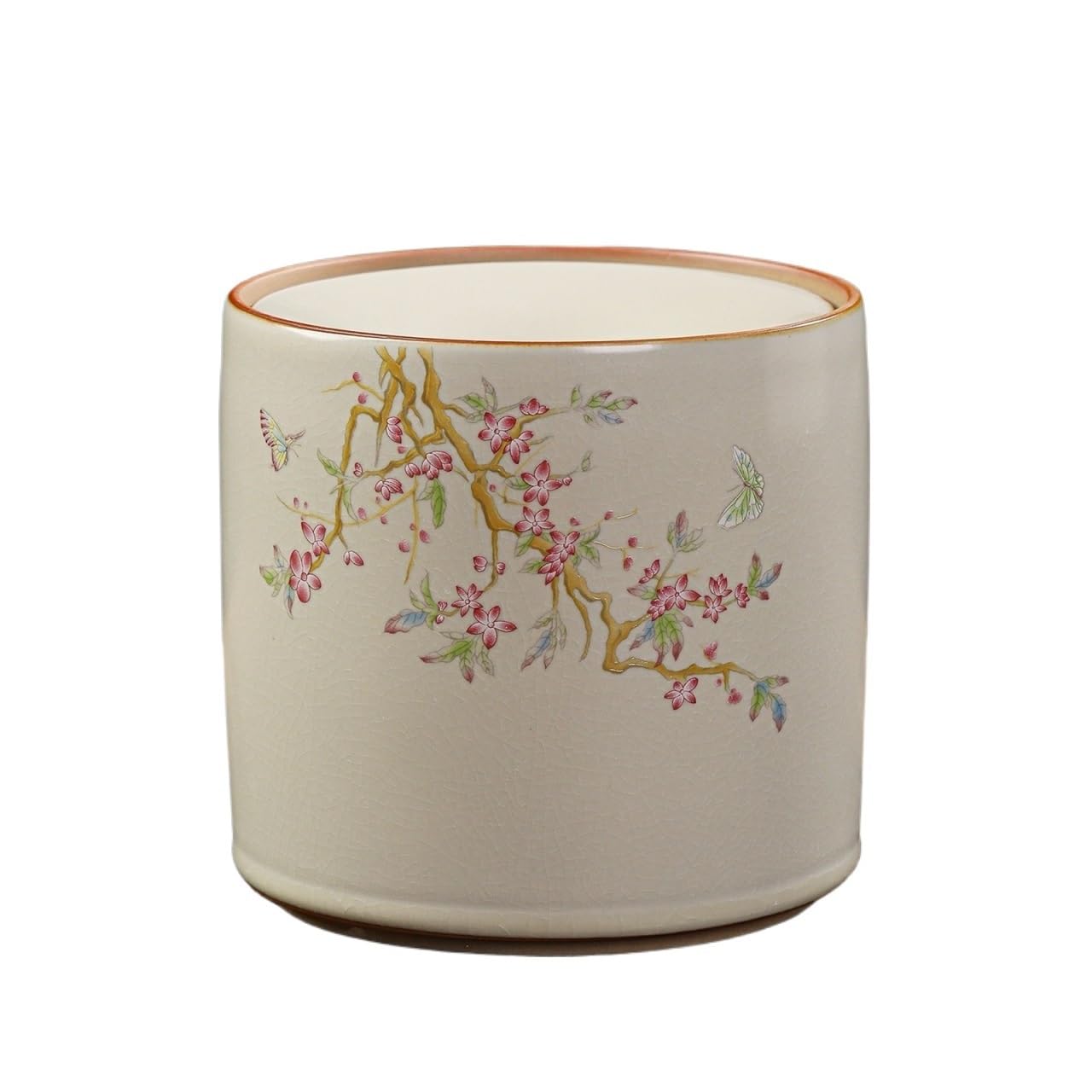 Practical ashtray Floral Pattern Ceramic Ashtray Dustproof Tea Residue Jar Home/Office Desktop(????)