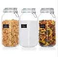 Premify 3-Pack Airtight Mason Glass Jars with Clamp Lids – 78 oz Big Square Food Storage Canisters With Labels- Kitchen & Pantry Organization,Perfect for Storing Sugar,Flour, Cereal & Cookies etc