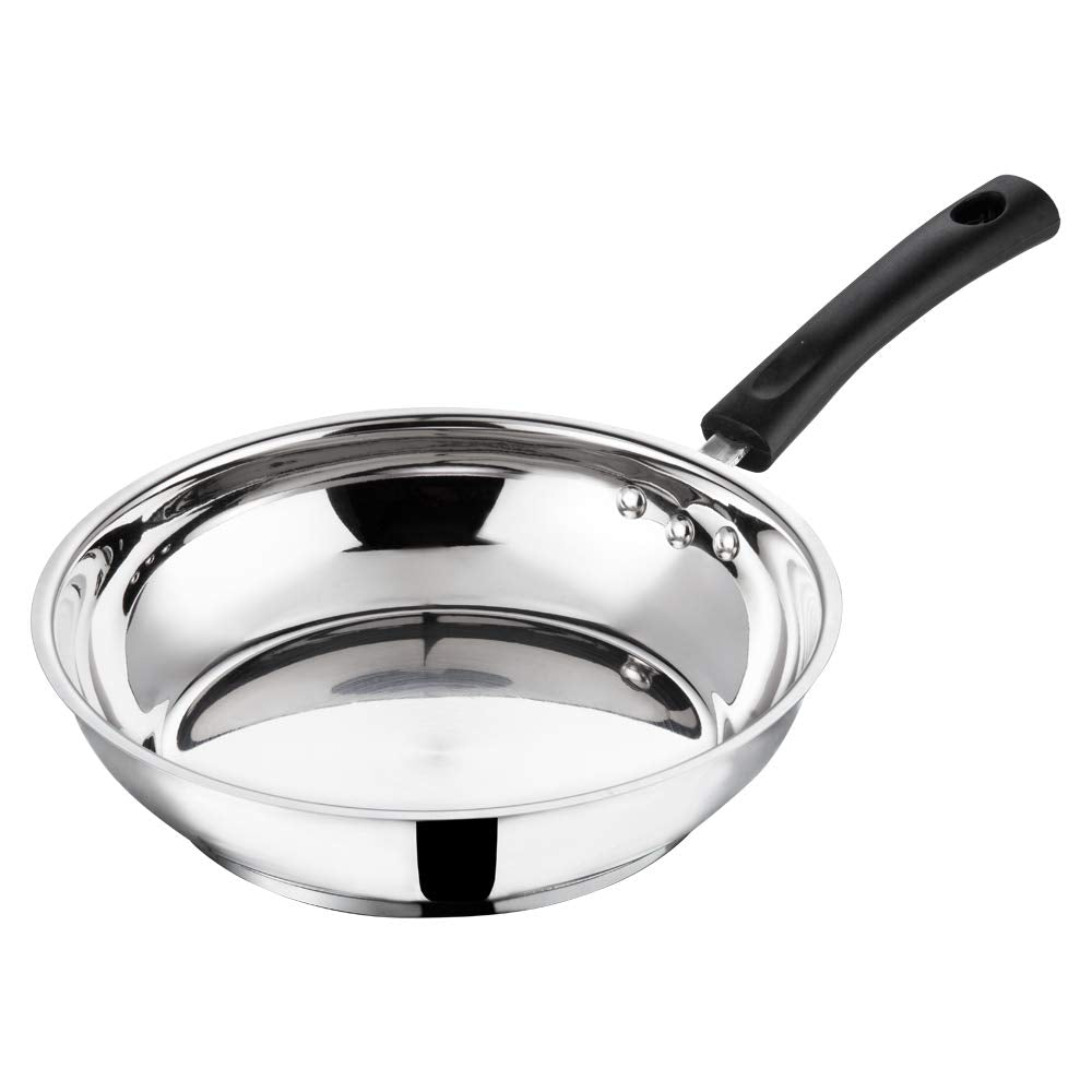 Vinod Stainless steel Frypan -20 cm without Lid (Induction Friendly)