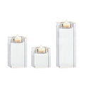 Clear Crystal Candle Holders Tea Light Holders Candleholders Candlesticks Romantic Elegant Centerpieces Solid Square for Wedding and Anniversary Home Décor Candlelight (3pcs 3" 4.7" 6.3")