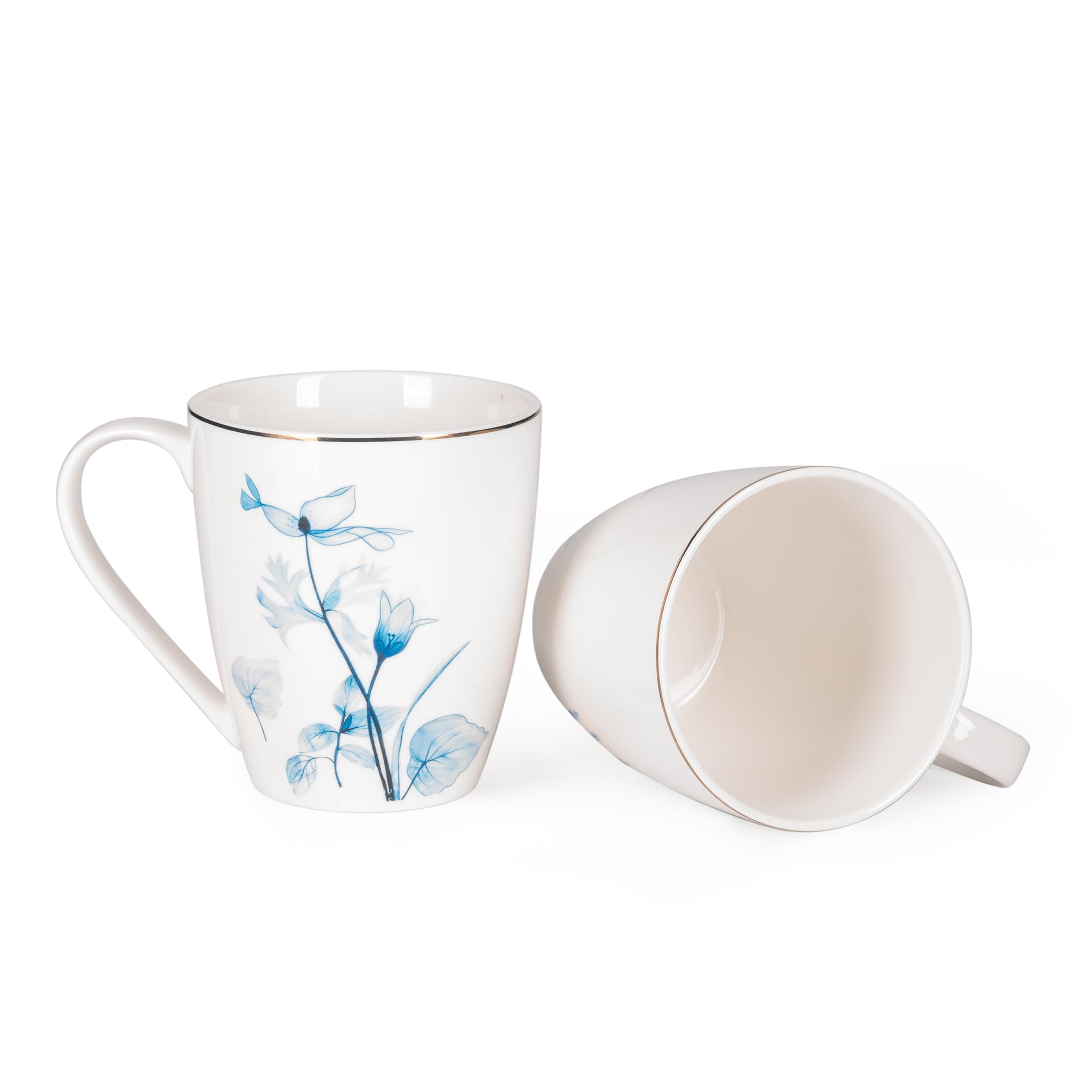 Fissman 2-Piece Mugs 360m Tableware Lyon Series, Porcelain with Elegant And Minimalist Design Coffee Cups, Large Mugs for Tea, Hot or Cold Drinks, Cappucino, Hot Chocolate, Milk, Hand-Painted Patterns