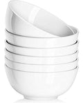 DELLING 30 OZ Ceramic Soup Bowls Set of 6 - Large White Serving Bowls for Kitchen, Pasta, Salad, Rice, Oatmeal, Microwave Safe