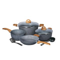 Homeway 8 Pieces Granite Coated Cookware Set | 5 Layer Non-stick Granite Coating | Casserole | Sauce Pan - Grey