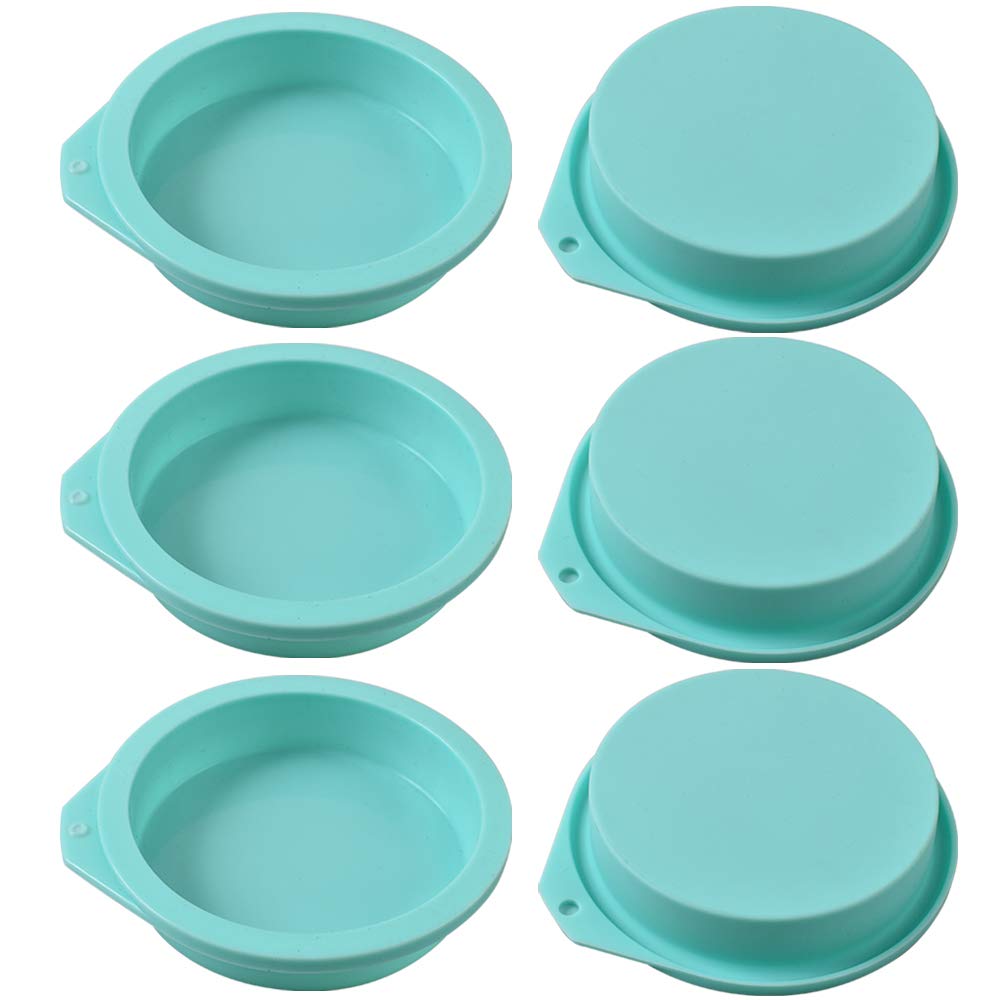 Newk Silicone Round Cake Mold, 6 Packs 4 Inch Silicone Disc Like Mold for Baking Cake, Resin Coaster, Layer Cakes, Cheese Cakes, Rainbow Cakes – 4"