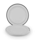 Silver Rim Plastic Plates 10 inch Disposable Salad/Dessert Plates Ideal for Weddings& Parties, Set of 10 Pieces, DP-2438