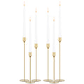 Gold Candle Holders Candlestick Holders for Taper Candles, Set of 6 Modern Decorative Candle Sticks Long Holder for Table Centerpiece, Wedding, Dinning, Party (Candles are not Included)